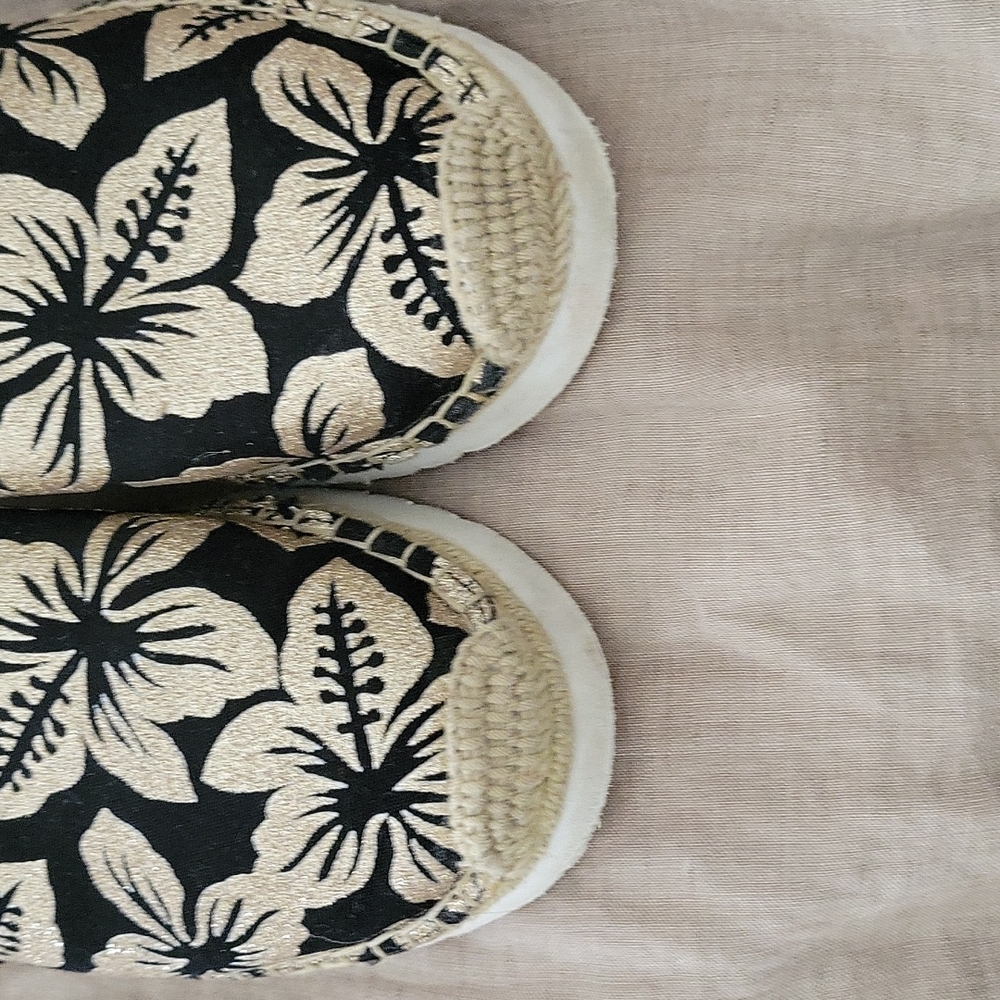 😊 Host Pick G.H. Bass Women's Madrid Espadrille Blk/gold sparkle slip on 7. - Picture 8 of 12